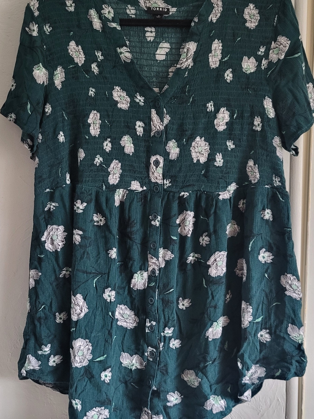 torrid Teal Floral Button-Front Tunic